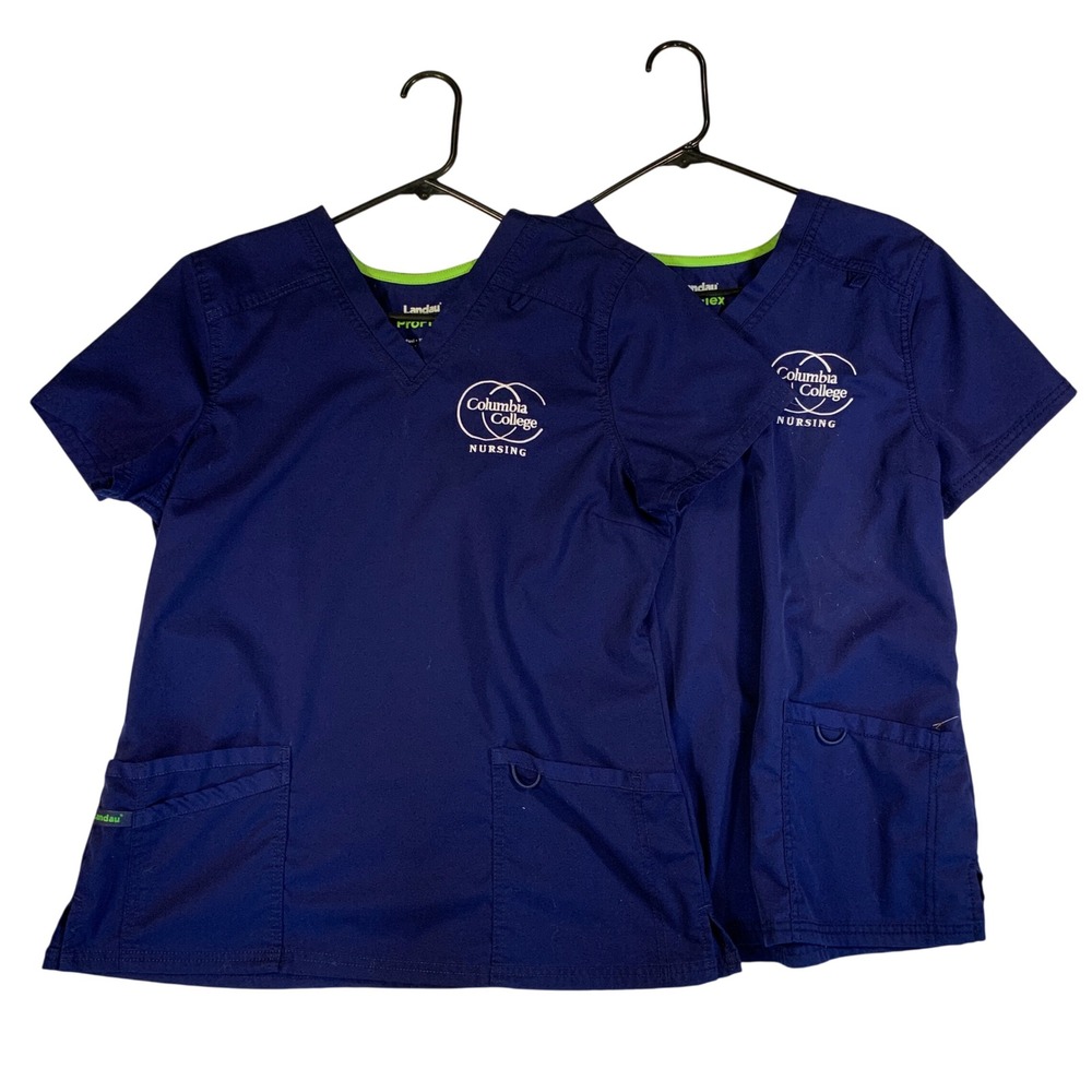 Landau Columbia College Nursing Scrub‎ Top Soft Feel Stretch Fabric MED